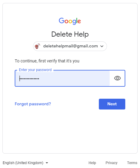 google confirmation with password